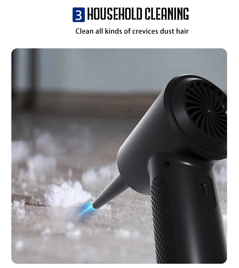Portable Air Duster for Computer Cleaning Cordless Compressed Air Blower 51000 RPM with LED Light for Keyboard and PC Dust Removal