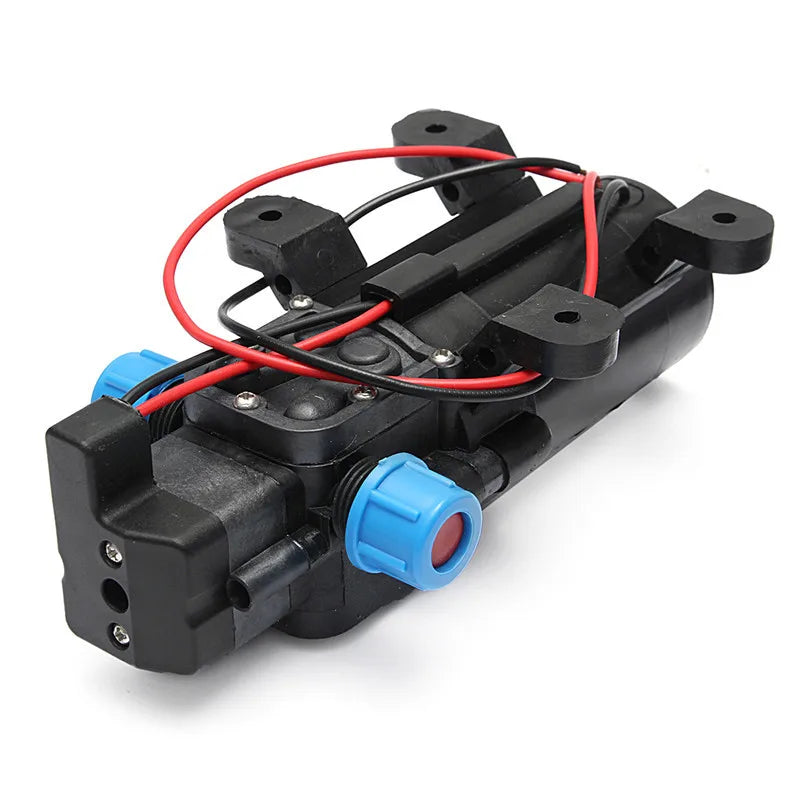 Bomba de agua eléctrica agrícola de 12 V CC, 60 W, 120 PSI, 5 L/MIN, micropulverizador de agua de diafragma de alta presión negro, adaptador de 12 V para lavado de automóviles