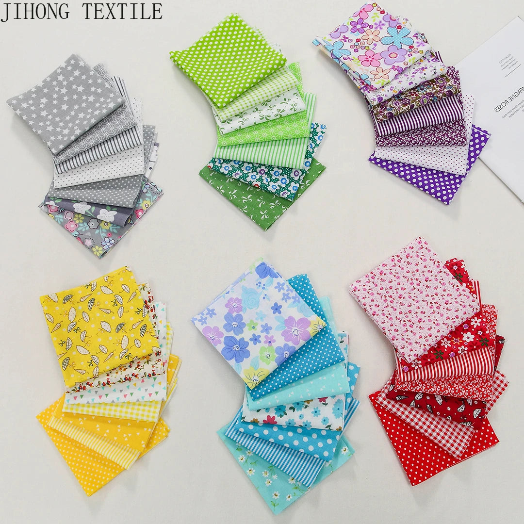 7 Pieces 25x25Cm Cotton Flower Fabric Printed Cloth for DIY