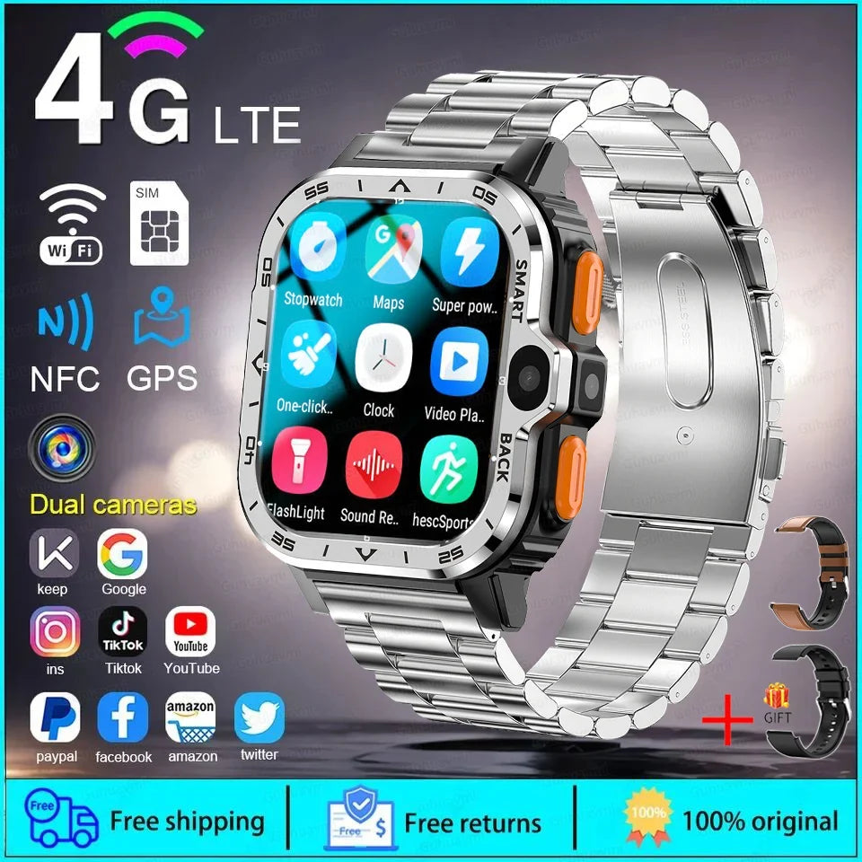 2025 New 5G SIM Card Small Fast Internet Smart Watch HD Dual Camera 64GB ROM NFC GPS WiFi Google Play Smart Bracelets For XIAOMI
