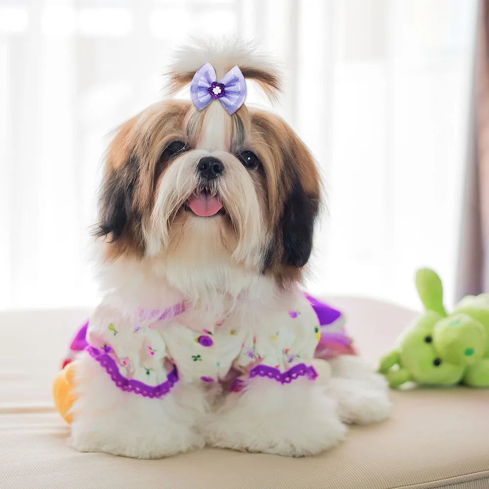 10/20PCS Diamond Puppy Bows Multi Style Dog Bows With Rubber Bands Pet Hair Accessories For Dogs Handmade Dog Hair Bows Supplies