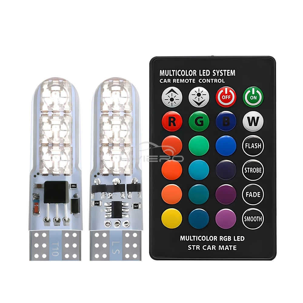 New T10 5050 6SMD DC 12V Waterproof RGB W5W Car Bulb