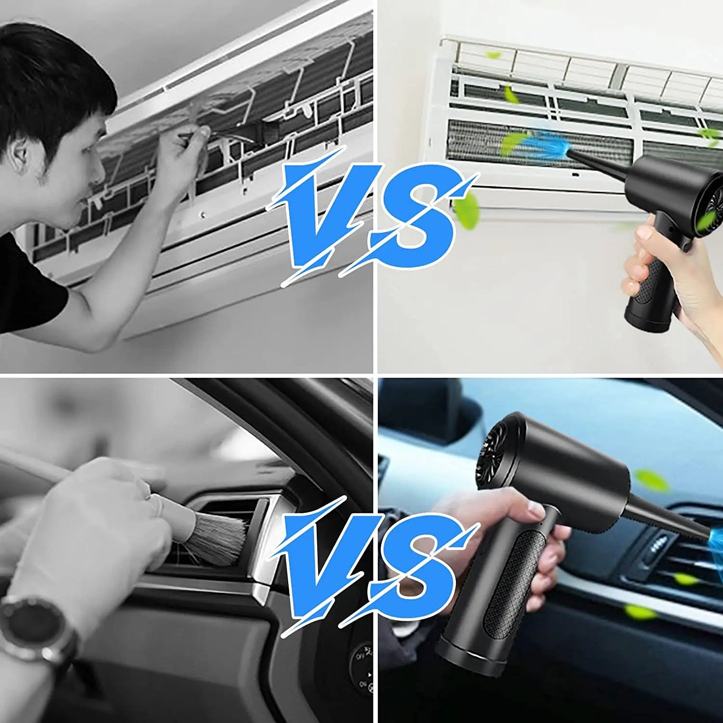 Portable Air Duster for Computer Cleaning Cordless Compressed Air Blower 51000 RPM with LED Light for Keyboard and PC Dust Removal