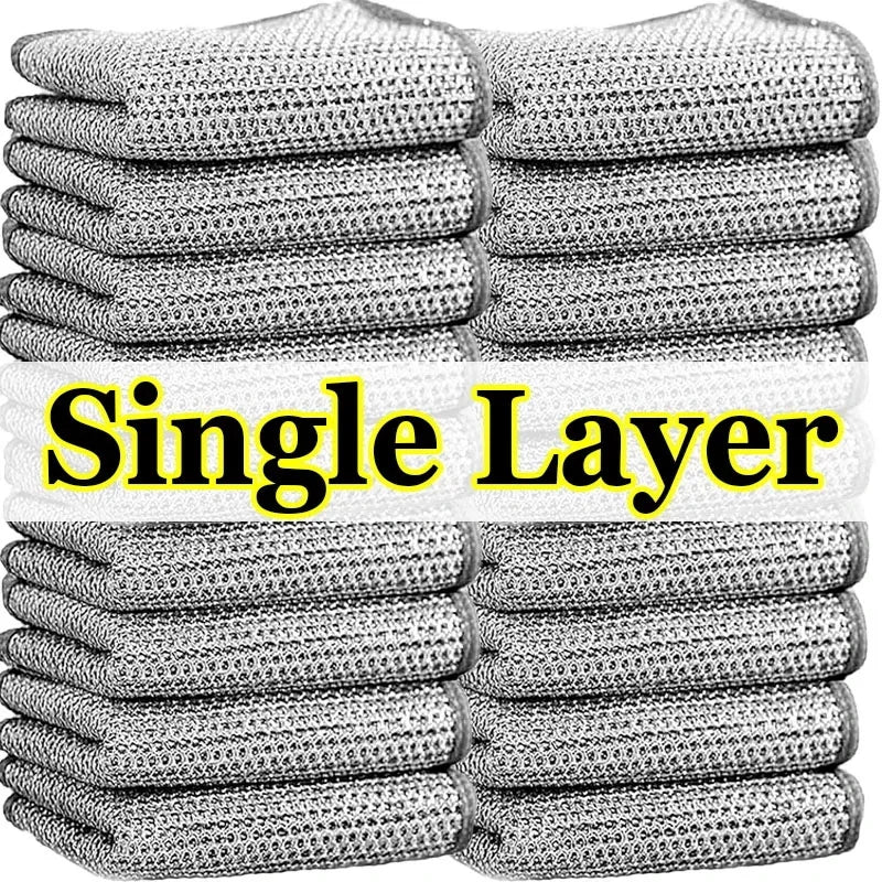 Double Layer Steel Wire Cleaning Cloths for Home and Kitchen Durable Metal Rags and Dishcloths for Efficient Washing and Cleaning
