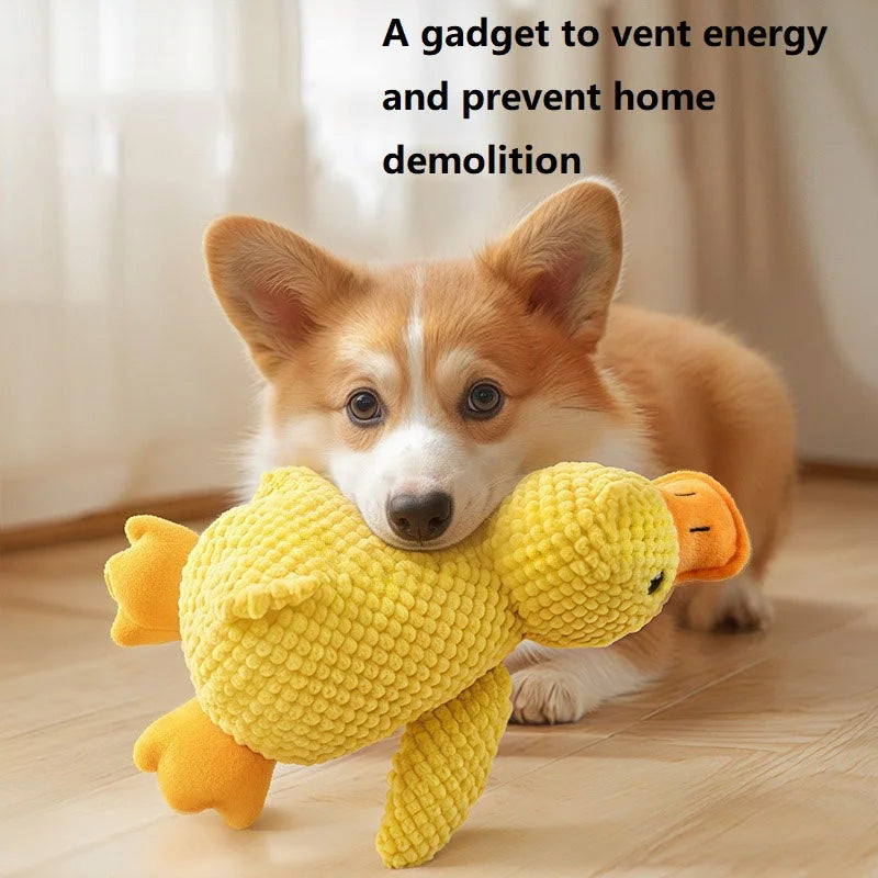 Dog Toy Plush Companion Bite Resistant Teeth Grinding Sound Relief Duck Sound Toy Interactive Pet Toys GWJ15