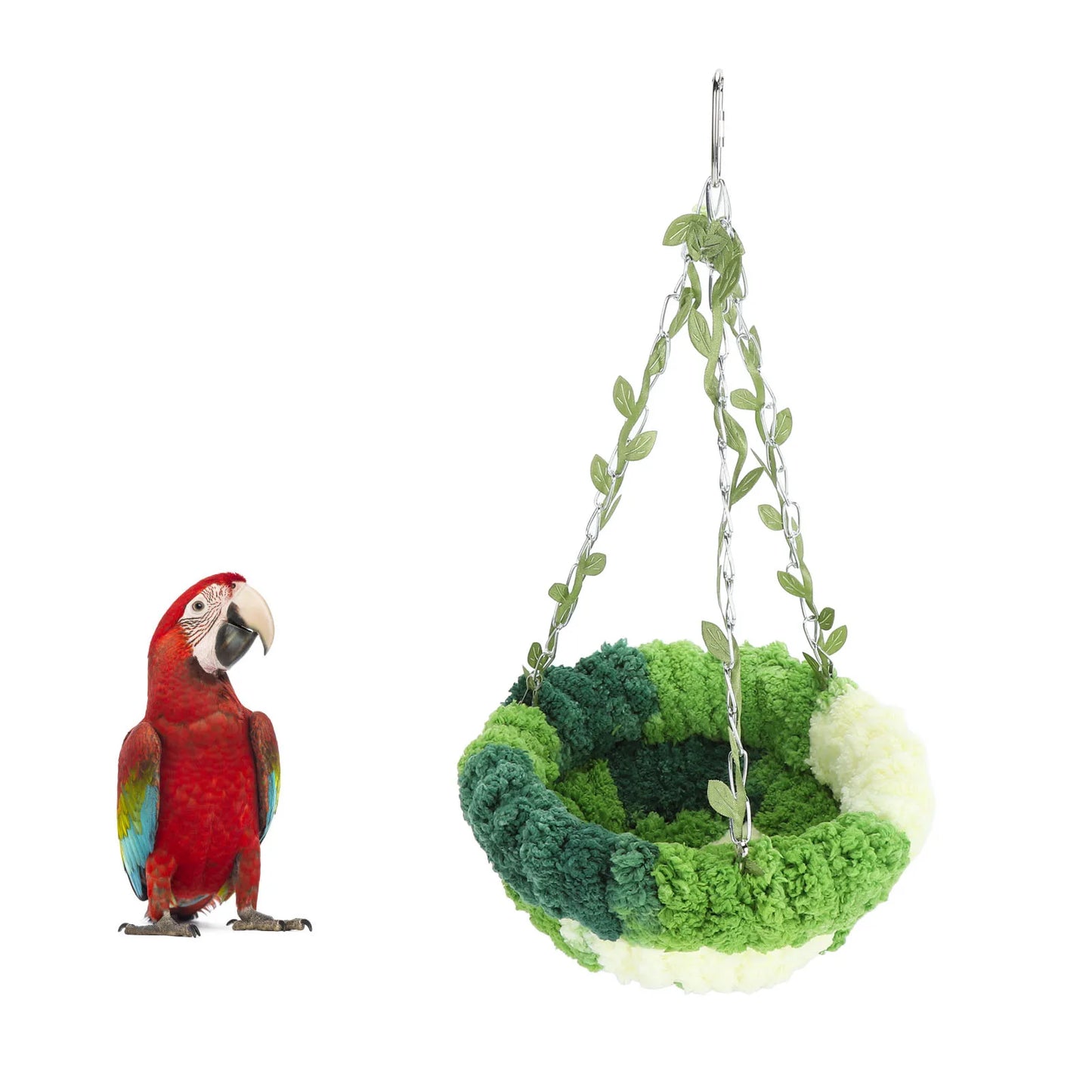 Bird Nest Swing Parrot Hammock Bed Comfortable Soft Coral Fleece Hanging Bird Sleeping Nest for Cage Green Parrot Nest for Cage