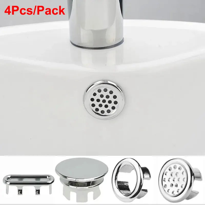 4Pcs Kitchen Bathroom Basin Circular Overflow Drain Cover Decoration Bathtub Sink Hole Overflow Hollow Washbasin Overflow