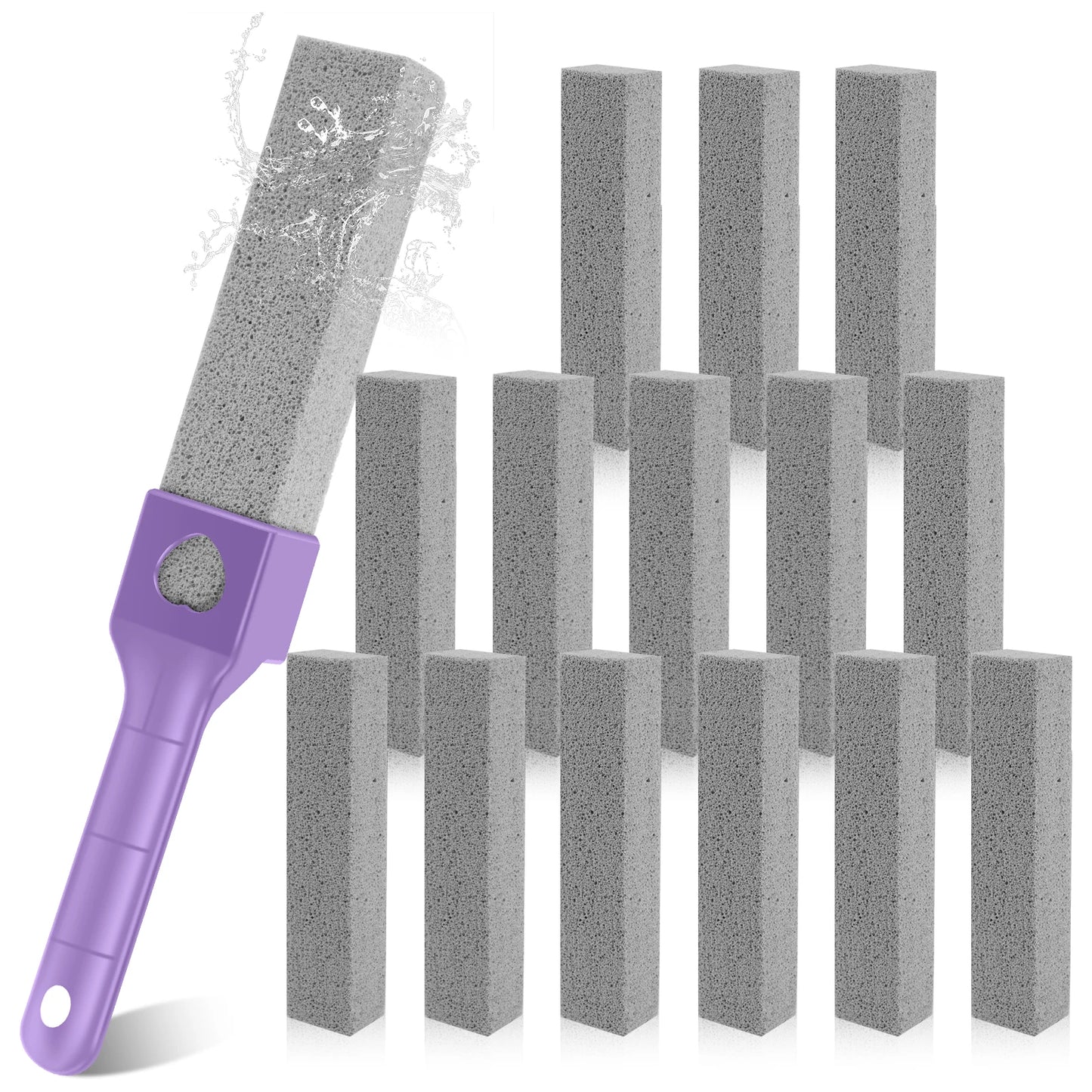 15 Piece Pumice Stone Toilet Bowl Cleaner Set with Ergonomic Handle for Effortless Bathroom Cleaning