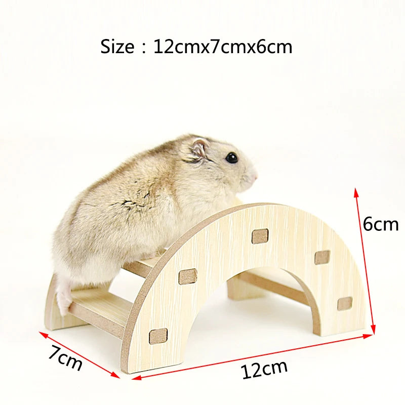 1pc Functional Wooden Hamster Arch Bridge Toys Hiding Climbing Ladder Small Pet Products Hamster Cage Golden Bear Toy Supplies