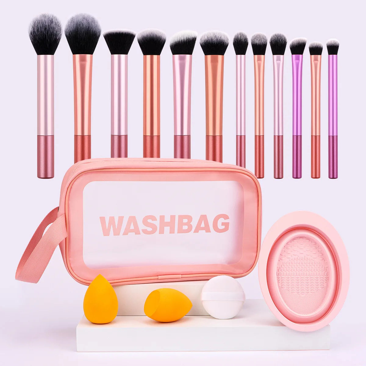 Makeup Brushes, Eye Shadow Brushes, Loose Powder Brushes, Hair Straps, Powder Puffs, Etc. Large Makeup Set for Convenient Travel