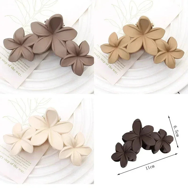 4PCS Flower Hair Claw Clips Non-Slip Matte Flower Hair Clips for Women Cute Hair Clips, Hawaiian Hair Flower Clip Large Plumeria