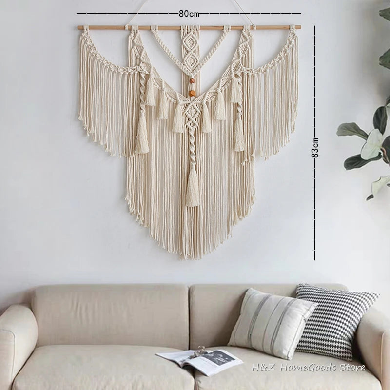Big Macrame Wall Hanging Tapestry With Tassels For Boho Decor
