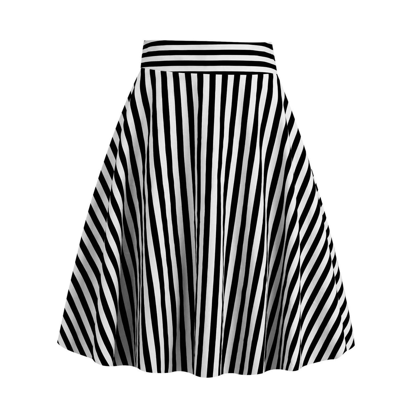 2025 Spring Summer Vintage Skirts Women Korean Fashion Striped Faldas Elegant Chic A-Line Swing Skirt Fashion Midi Skirts