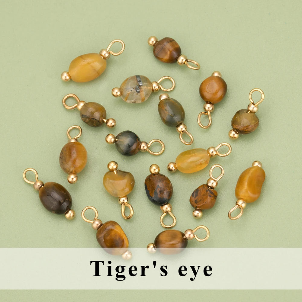 YEGUI C324S 20pcs Natural Stone Charms 18K Gold Plated