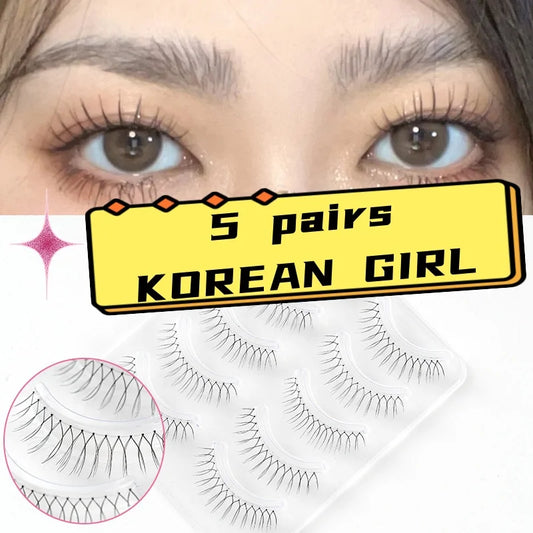 MJ 5 Pairs Natural Transparent Stem Fairy False Eyelashes