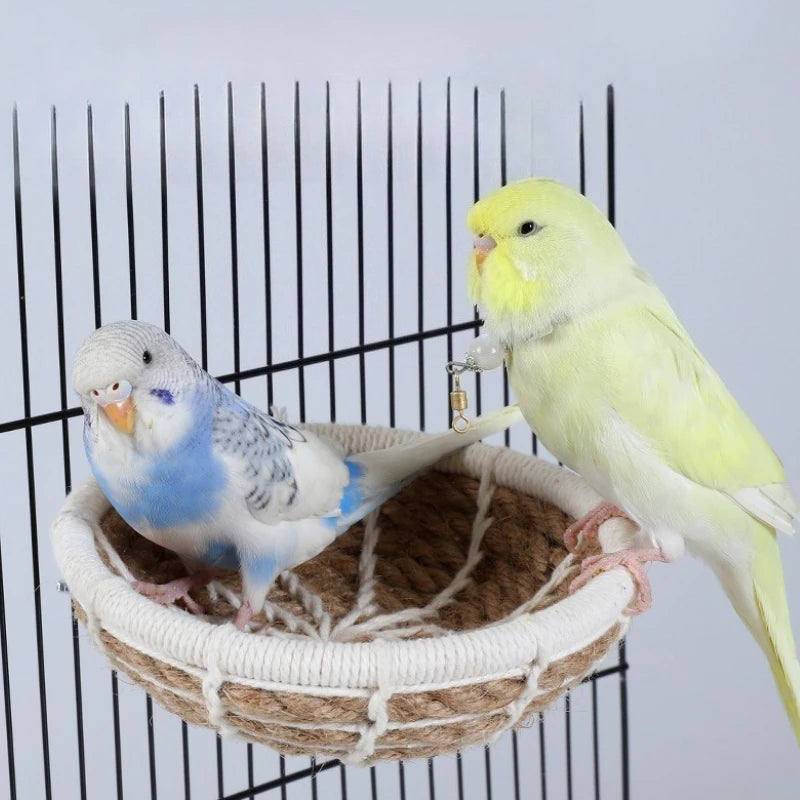 Hemp Rope Bird Nest Parrot Breeding Nest Bird Cage Bed for Budgies Parakeets Cockatiels