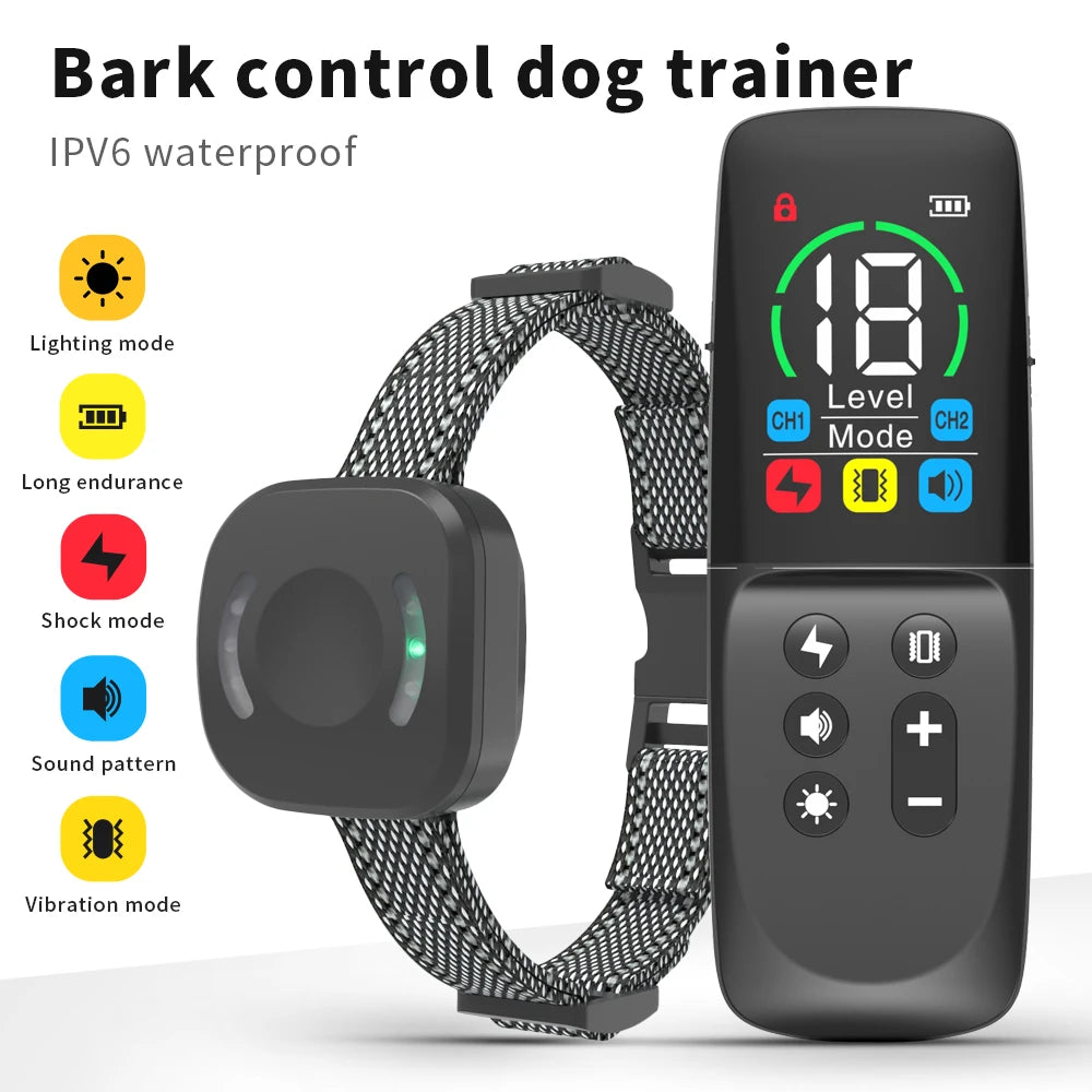 800m LCD Dog Training Collar Remote Control Pet Bark Stopper Dog Waterproof Electric Training Collars With Beep Shock Lighting