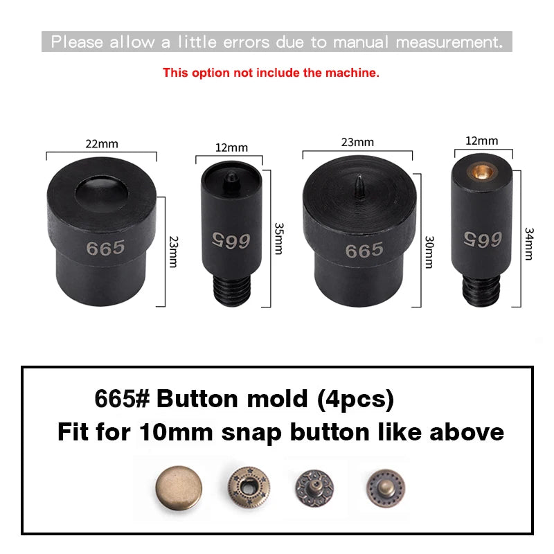 WUTA Manual Button Installation Tool for DIY Crafts Mute Punching Mushroom Rivets and Eyelets Hand Pressing Tool