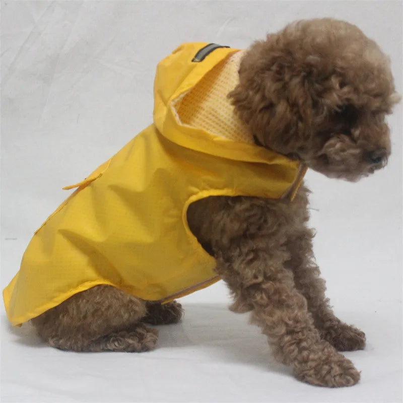 Dog Raincoat Waterproof Hoodie Jacket Rain Poncho Pet Rainwear Clothes with Reflective Stripe for All Sizes Big Puppies