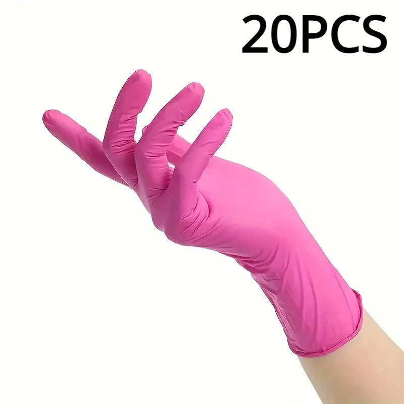 Pink Nitrile Disposable Household Gloves XS to L Elastic Latex Free Waterproof Durable Cleaning Tool