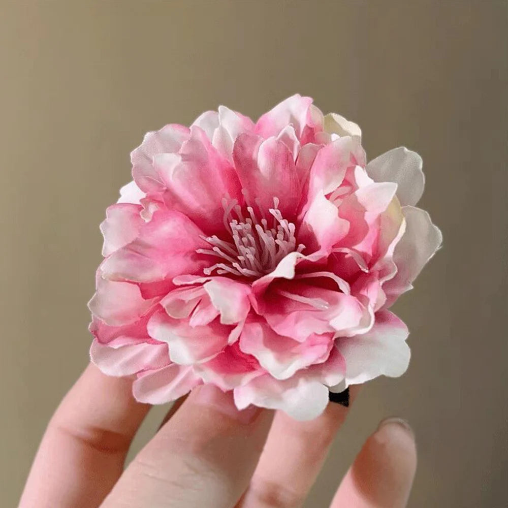 Fashion Satin Rose Flower Large Hair Claw Clip for Women 2024 Spring Summer Trendy Design Korean Colored Hairpin Headdress