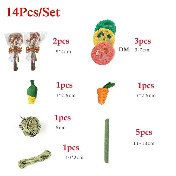 Rabbit Guinea Pig Dragon Cat Chew Toys Tooth Cleaning Toy for Bunny Hamster Tooth Grinding Set Pet Tooth Grinding Snacks