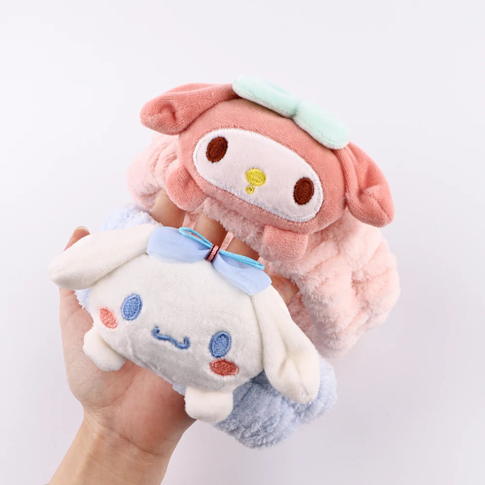 Sweet Cool Villain Character Plush Doll Face Wash Makeup Hairband Kawaii Anime Girls Cute Non Slip Elastic Hair Accessories