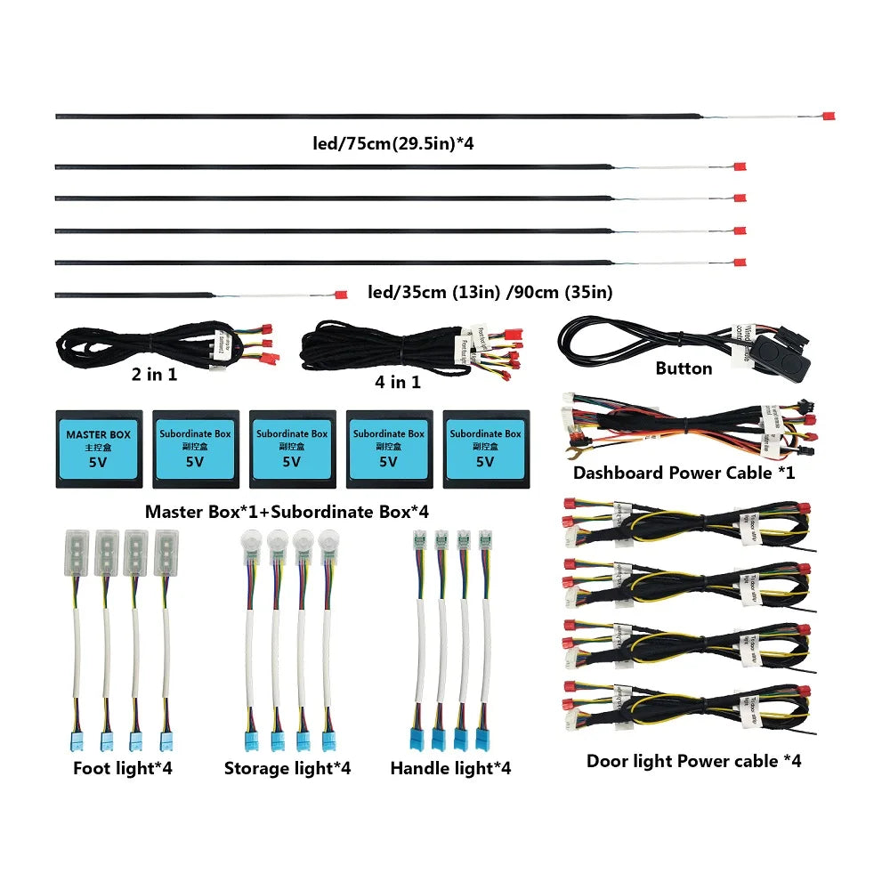 Universal Car Ambient Light Kit With Wireless APP Control 256 RGB Dream Color and 55 Preset Modes LED Neon Footlight Accessories