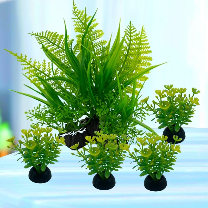 5pc Aquarium Plants Ornaments Plastic Simulation Artificial Water Grass Fish Tank Decoration Accessories