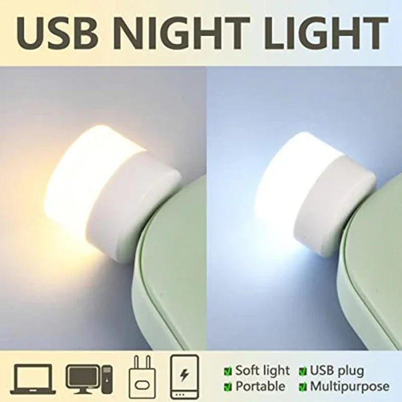 1-20Pcs Mini USB Night Light Warm White Eye Protection LED Lamp