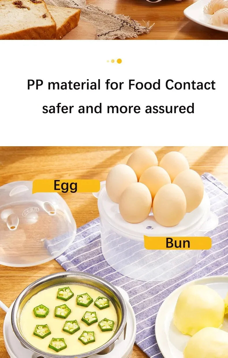 Multifunctional Egg Boiler Electric Egg Steamer Cooking Breakfast Machine Double Layers Egg Cooker Mini Steamer Poacher Kitchen