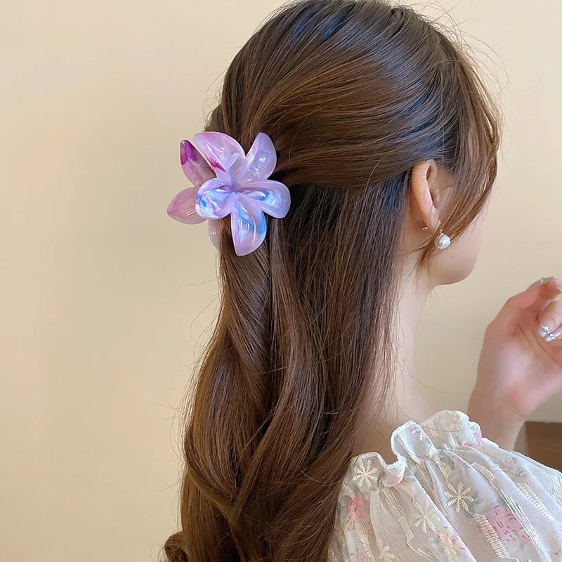 Summer Acrylic Flower Hair Clip for Women Marble Texture Hair Claws Clips Trendy Girl Hairpin Korean Hair Accessories Headwear