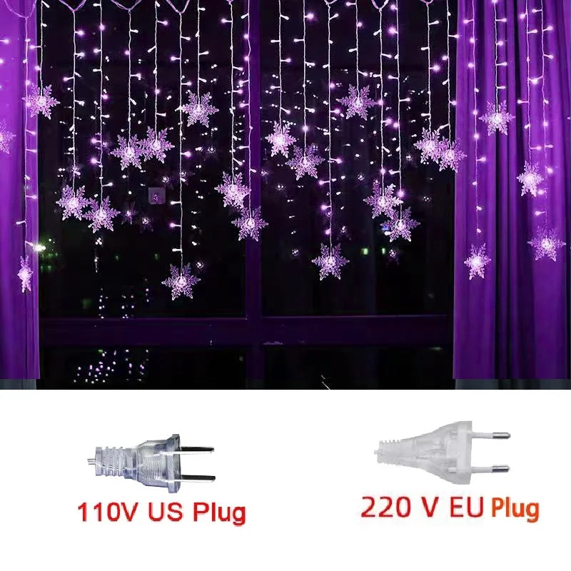 3.2M Christmas Snowflakes LED String Lights Waterproof Fairy Curtain for Holiday Party Wedding Decoration