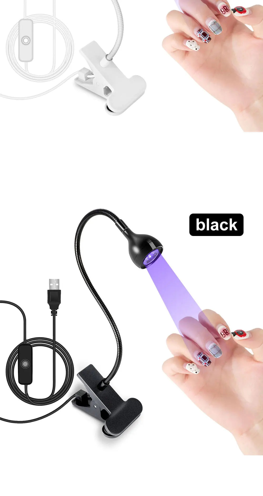 UV LED Light for Nails Drying Lamp Mini USB Clip-on Dryer