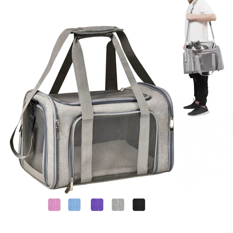 Portable Dog Carrier Bag for Small Medium Cats Dogs,Airline Approved Carrier Soft Sided, Collapsible Travel Puppy Carrier