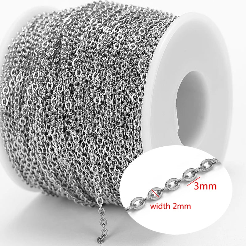 2Meters Stainless Steel Link Cable Gold Chains for DIY Jewelry