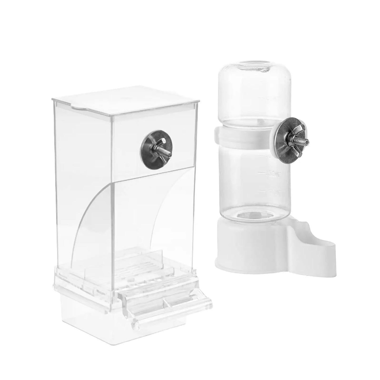 Bird Feeders and Waterer Clear Viewing Cage Accessory Food Dispenser for Canary Finch Cockatoo Cockatiel Lovebirds Budgies