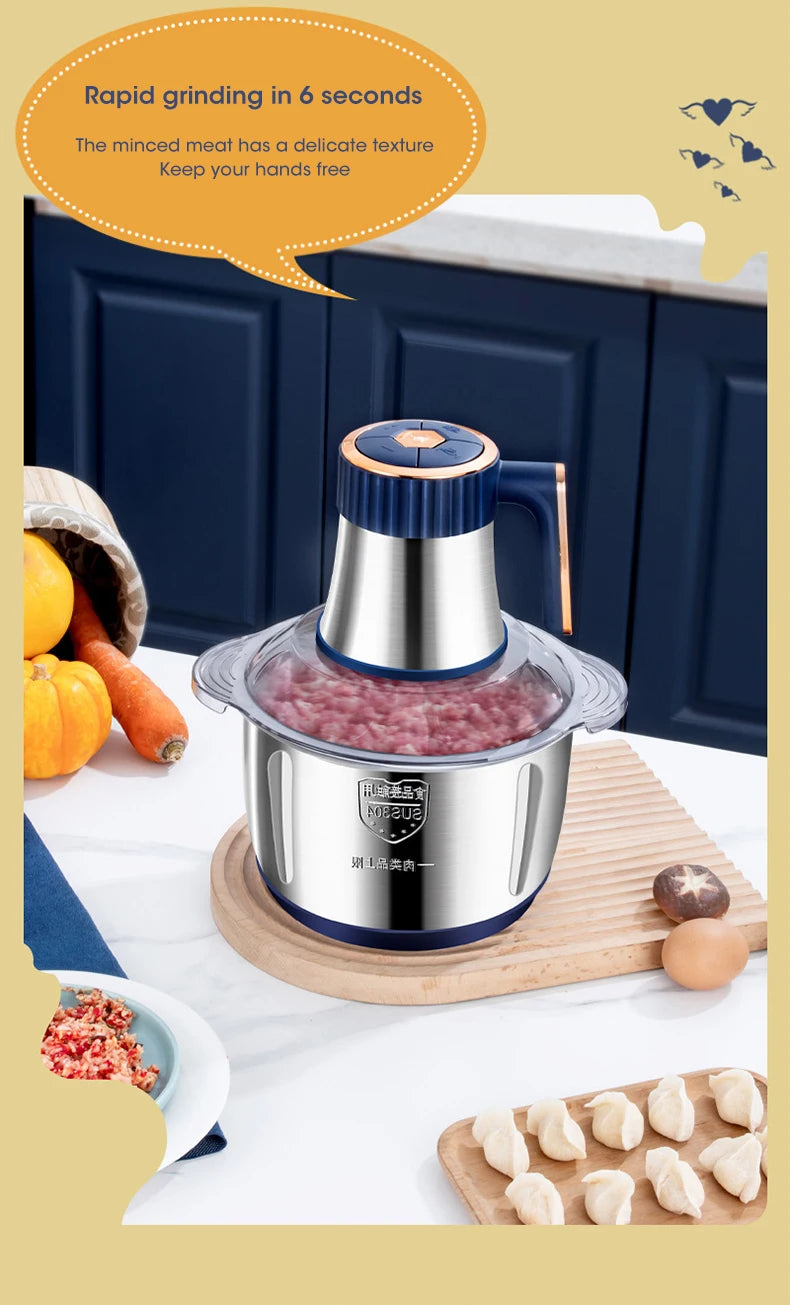 5L Electric Meat Grinder 304 Stainless Steel Food Crusher