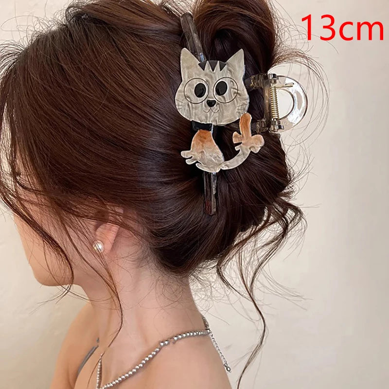 Cute Cartoon Cat Hair Claw For Women Girls Sweet Versatile Hair Clips Fashion Exquisite Shark Clip Kawaii Hair Accessories Gifts