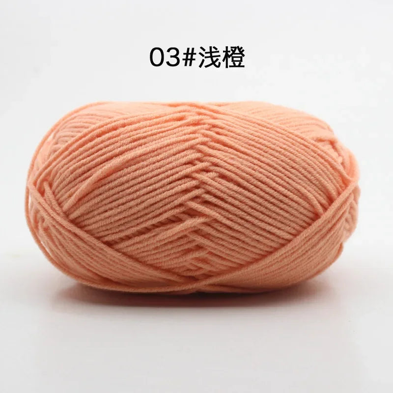 Likeecords 4-Strand Milk Cotton Yarn 60g Soft Baby Yarn for Knitting and Crochet