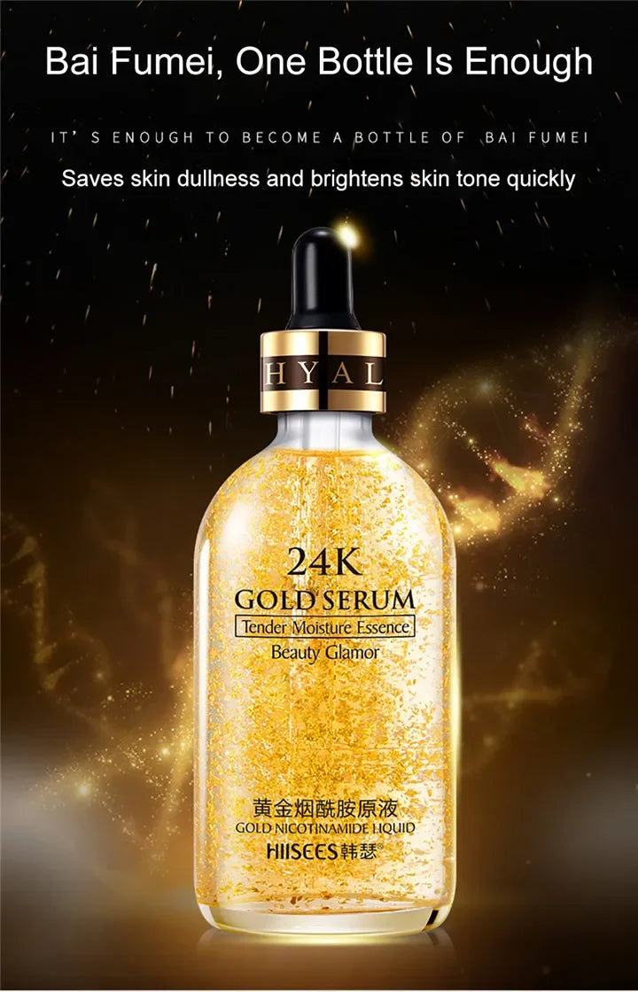 24K Gold Face Serum Hyaluronic Acid Day Cream Repair Face Pores Essence Moisturizer Brightening Serum Cream Skin Care