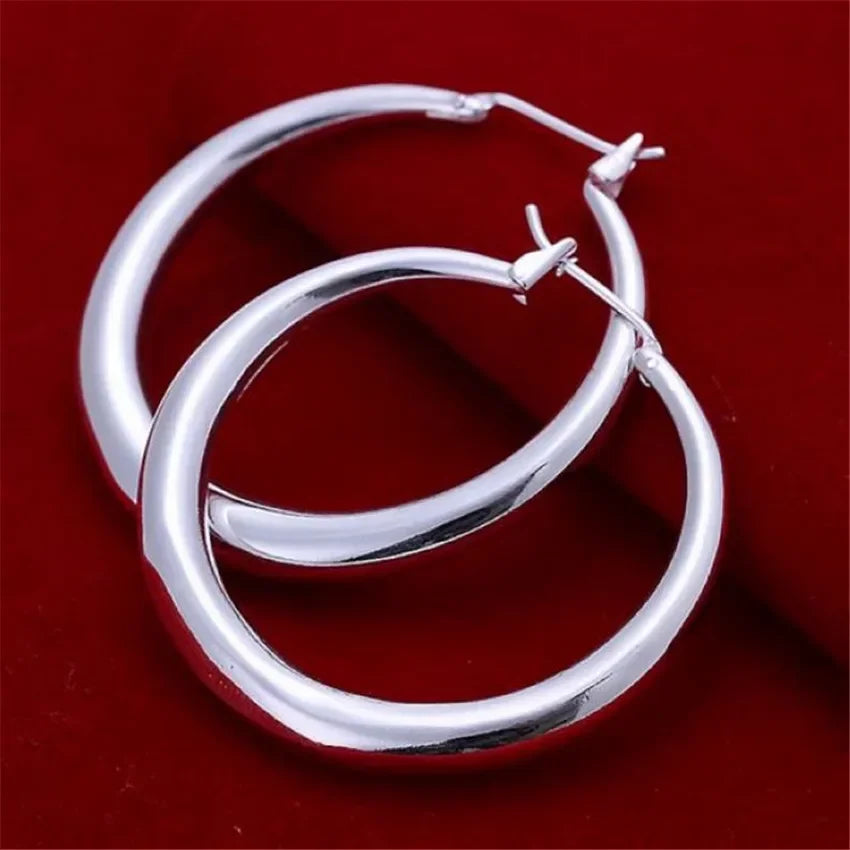 ALITREE 925 Sterling Silver 33mm Big Circle Hoop Earrings