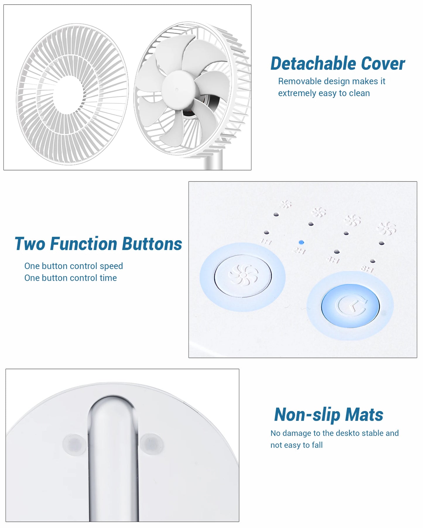 USB Foldable Fan with 4 Speeds ＆ Timing,Battery Operated Mini Fan for Bedroom, Indoor or Outdoor,Table Fan