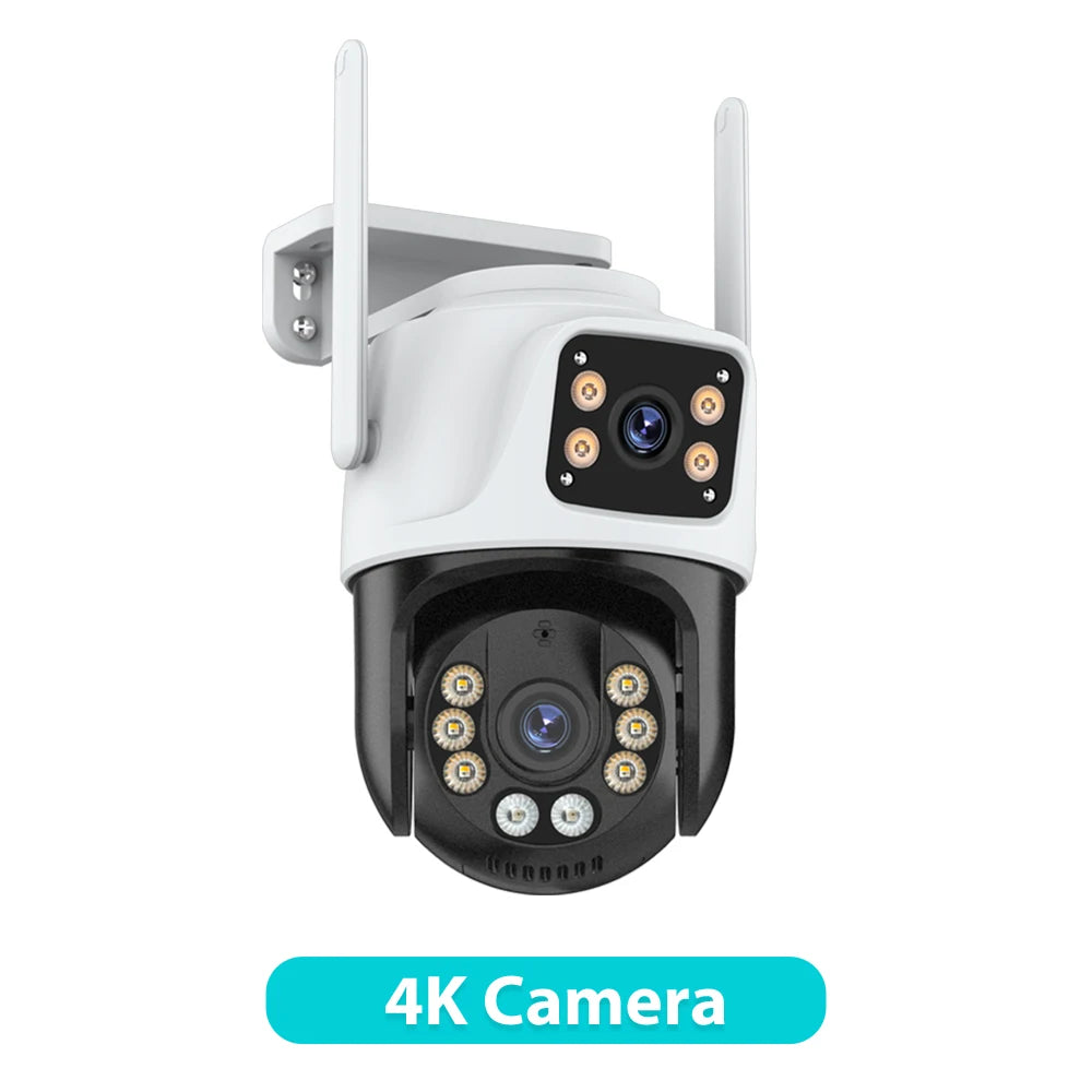 Three Lens 6K HD Outdoor PTZ IP Camera with Auto Tracking and WiFi Dual Lens Wireless CCTV Security System
