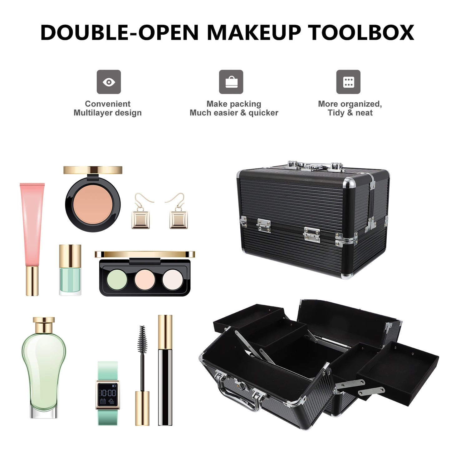 Makeup Case Handheld Storage Case Beauty Nail Art Tool Case Storage Container Tool for Girls Women Beauty Wash Pouch