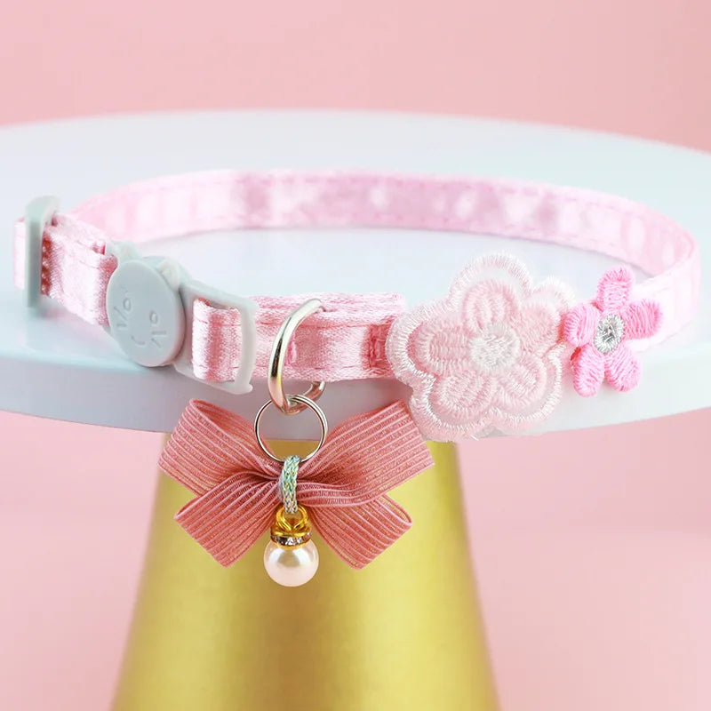 Pet Cat Collars INS Princess Style Lace Embroidery Bow Cat Collar with Cute Flower Decoration for Cats and Puppies Pet Products