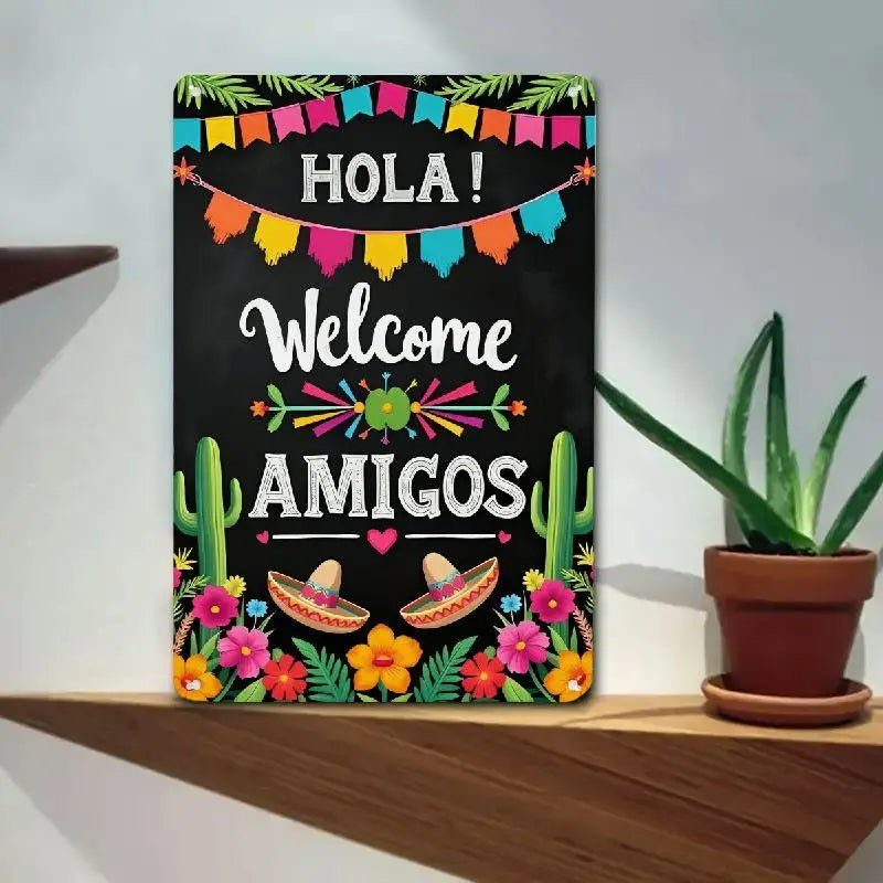Colorful Mexican fiesta welcome sign