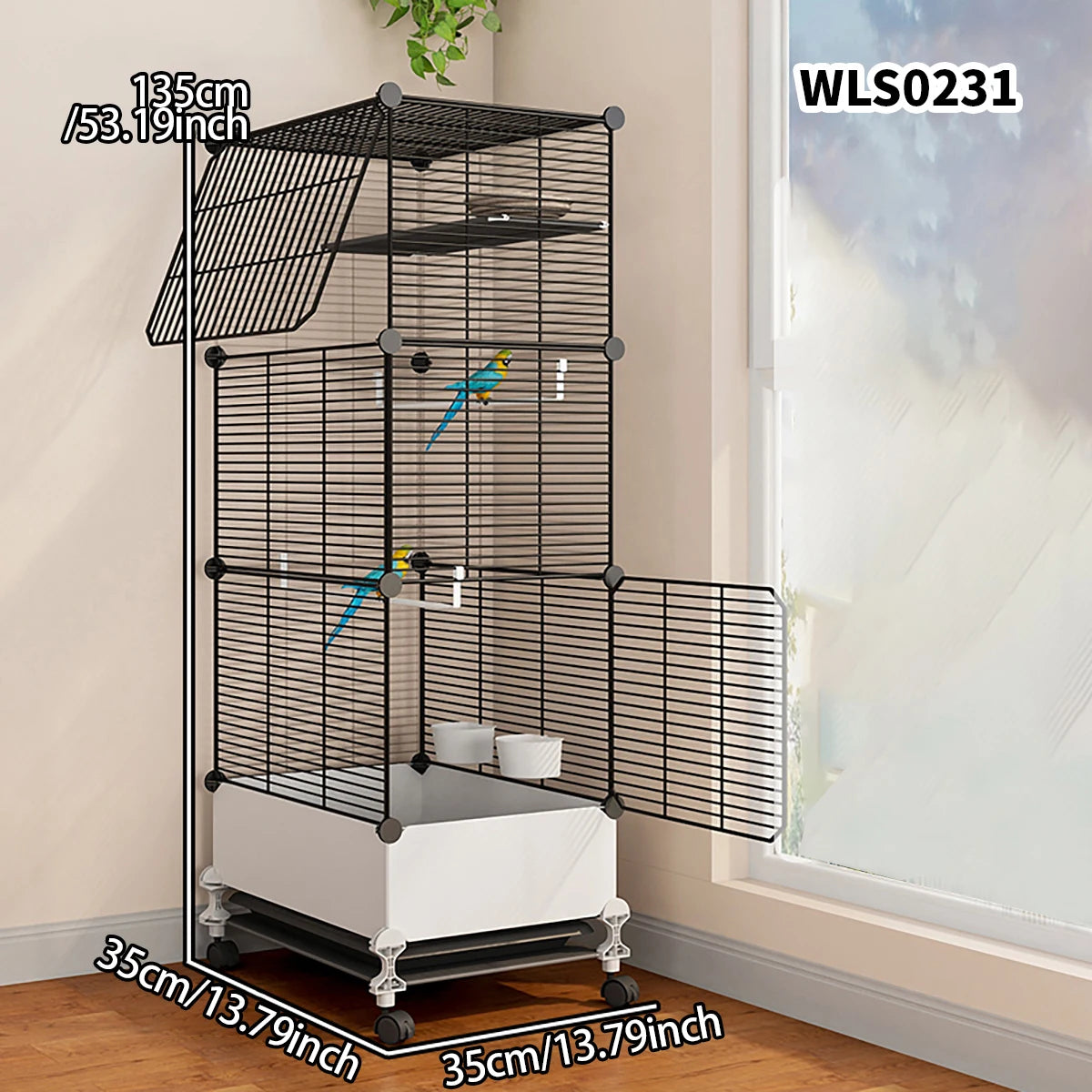 Household Bird Cage with Tray Large Tiger Skin Black Phoenix Peony Starling Special Parrot Cage New Luxury House