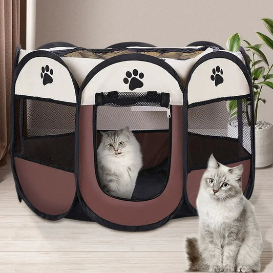Foldable Octagonal Pet Tent Portable Cat Dog Cage for Outdoor Camping Large Enclosure Travel Fence House for Cats and Dogs