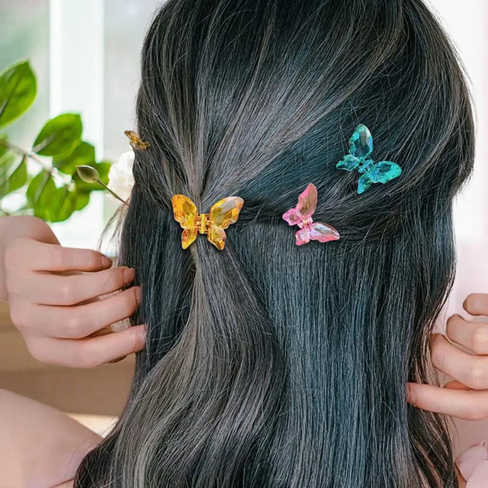 2Pcs Butterflies Hair Clip Girls Butterflies Shape Hair Pin Braided Mini Hairpin Clear Mini Braiding Clip Headwear Accessories